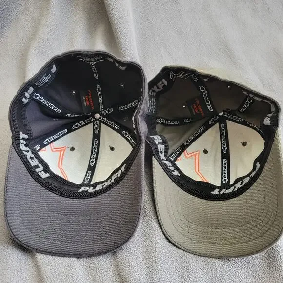 ALPINESTARS CORP Hat Cap Gray Green Flextfit Orange Logo 2PC - Picture 6 of 9